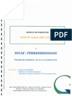 2018 - Formation HACCP Selon ISO 22000 (Cabinet SCIC)