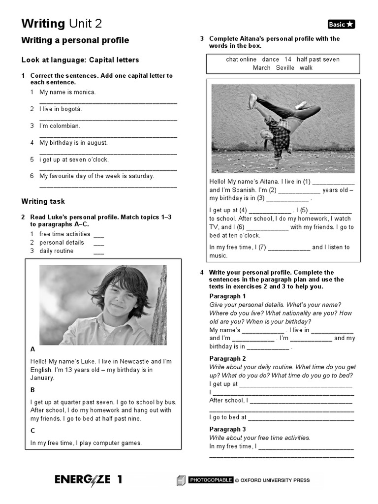 Personal Profile Writing Guide | PDF | Paragraph | Cognition