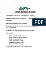 Vocaciones Productivas de La Región (Coahuila) y Sus Componentes