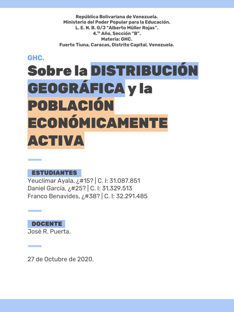 Sobre La Distribución Geográfica Yla Población Económicamente Activa