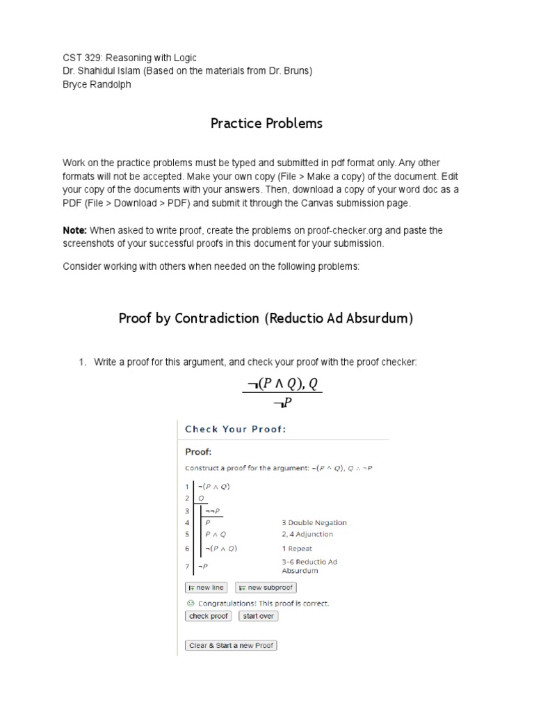 CST 329 Logic Practice Problems Guide | PDF | Mathematical Proof | Argument