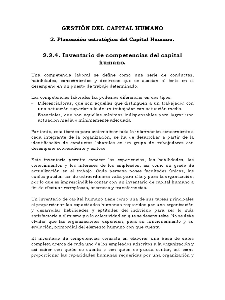 2.2.4. Inventario de Competencias Del Capital Humano. | PDF