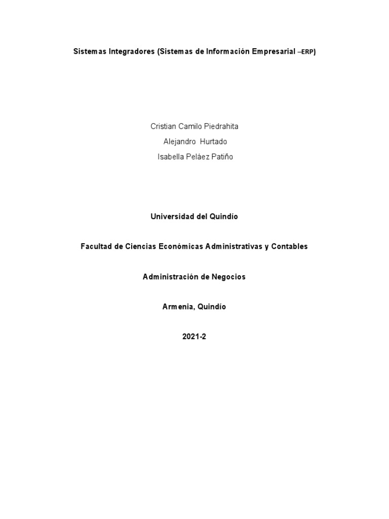 Sistemas Integradores 1 | PDF | Planificación de recursos empresariales ...