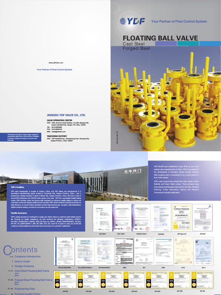 Valvulas YDF Bola Tres Cuerpos Ingles PDF Valve Steel