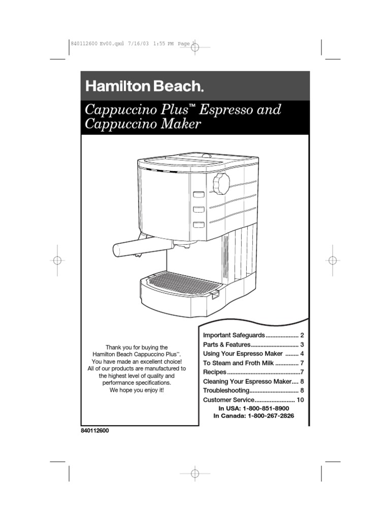 Hamilton Beach 40729 Users Manual 683191 PDF Coffee Drink