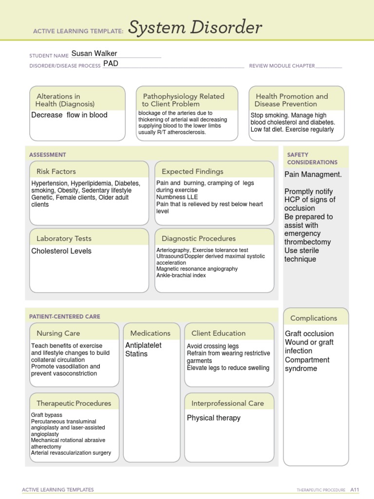 PAD Active Learning Template | PDF | Angiology | Clinical Medicine