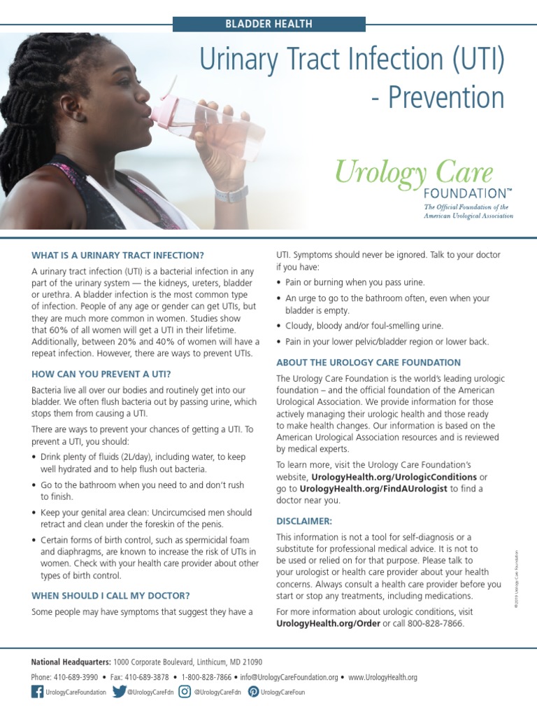 UTI Prevention Fact Sheet PDF Urinary Tract Infection Urinary Bladder