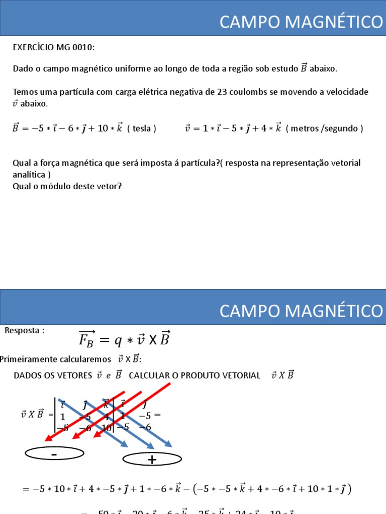 Exercicios Resolvidos - CAMPO MAGNÉTICO | PDF | Magnetismo | Carga elétrica