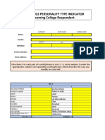 Myers Briggs Personality Type Indicator For Incoming College Respondent