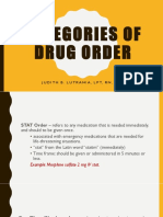 Categories of Drug Order: Judith B. Lutrania, LPT, RN, Man