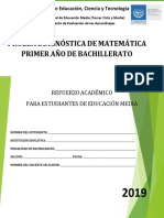 Prueba Diagnóstica - Matemática - Primer Año Bachillerato - 2019