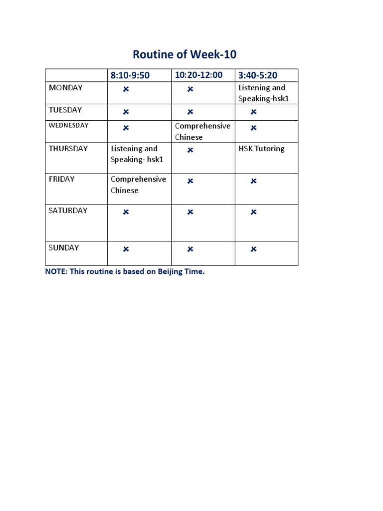 10th Week Routine | PDF