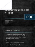 Characteristics Of Different Text Structures