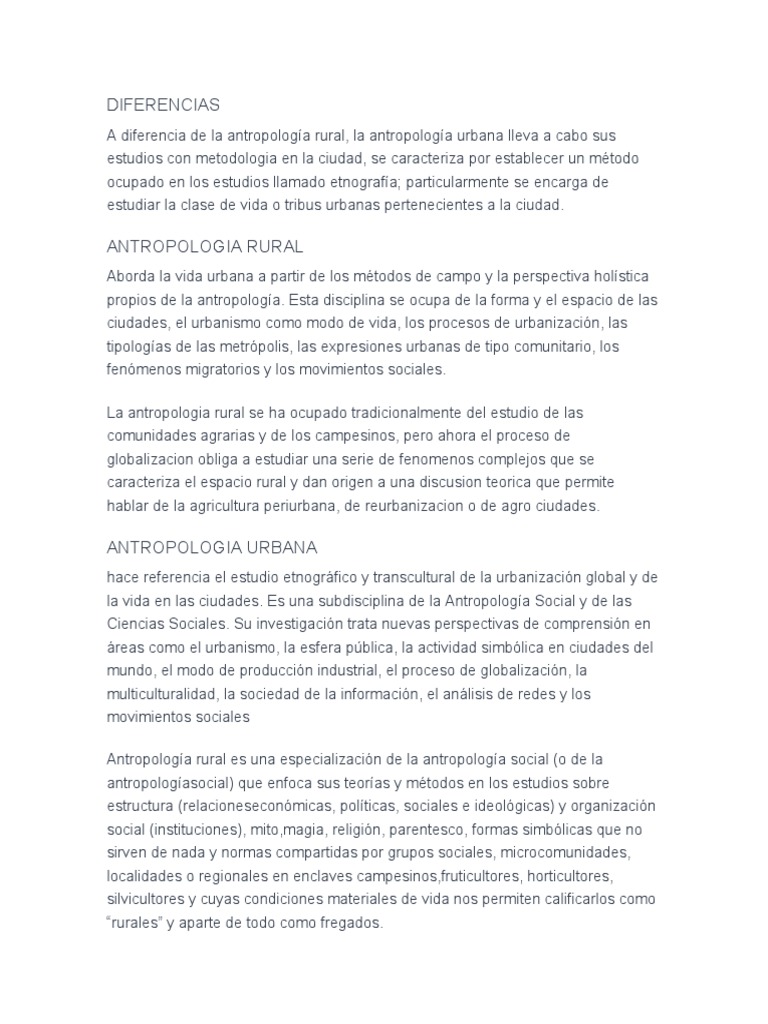 Antropologia Rural y Urbana | PDF