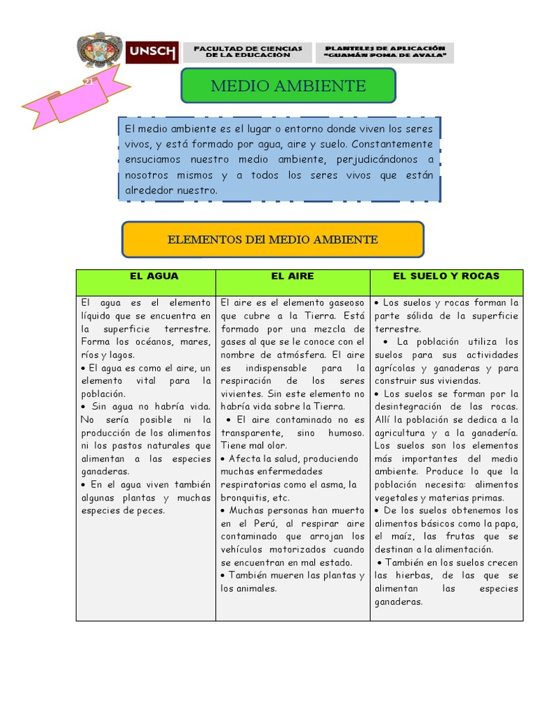 Ficha de Medio Ambiente | Descargar gratis PDF | Agua | Tierra