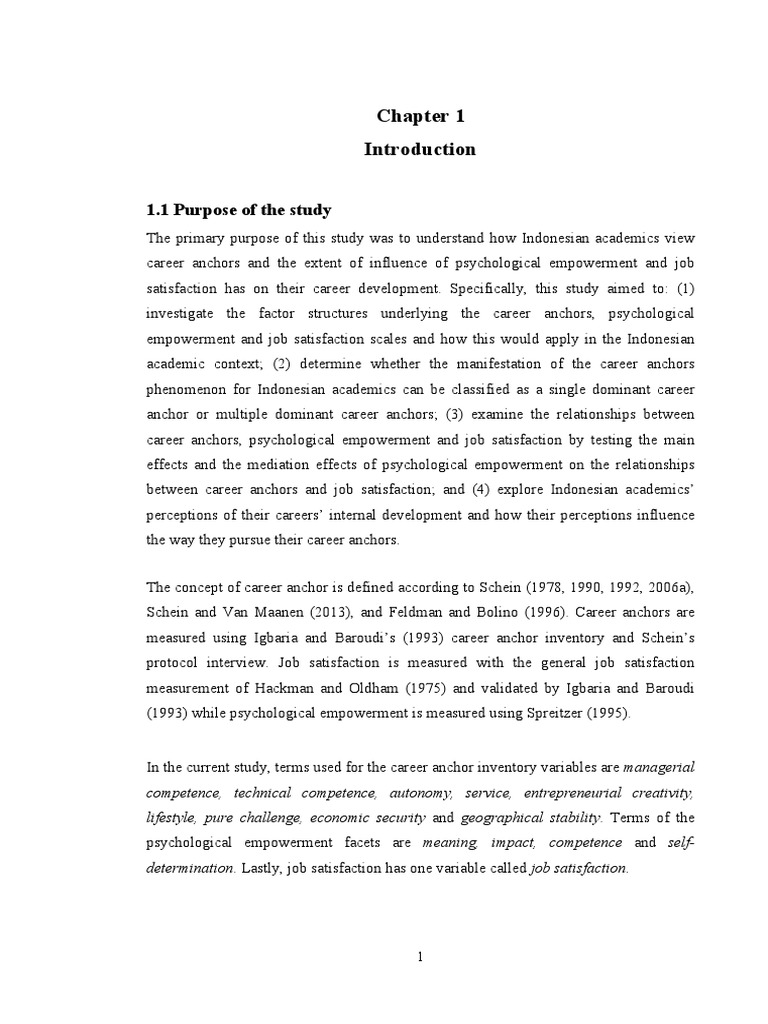 Career Anchors and Job Satisfaction The Role of Psychological em (1