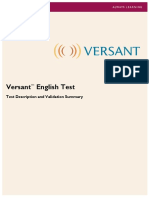 Versa Nt English Test Validation