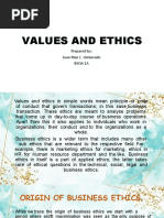 Values and Ethics: Prepared By: Joan Mae L. Venturado Bsoa 1A