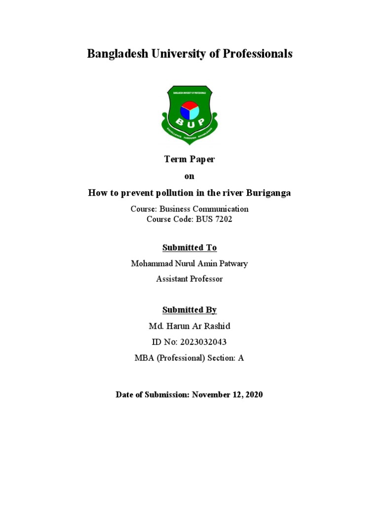 Bangladesh University of Professionals: Term Paper On How To Prevent ...