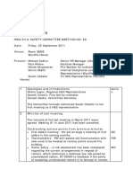 Minutes of Meeting: Health & Safety Committee Meeting No: 82 Date: Venue: Room