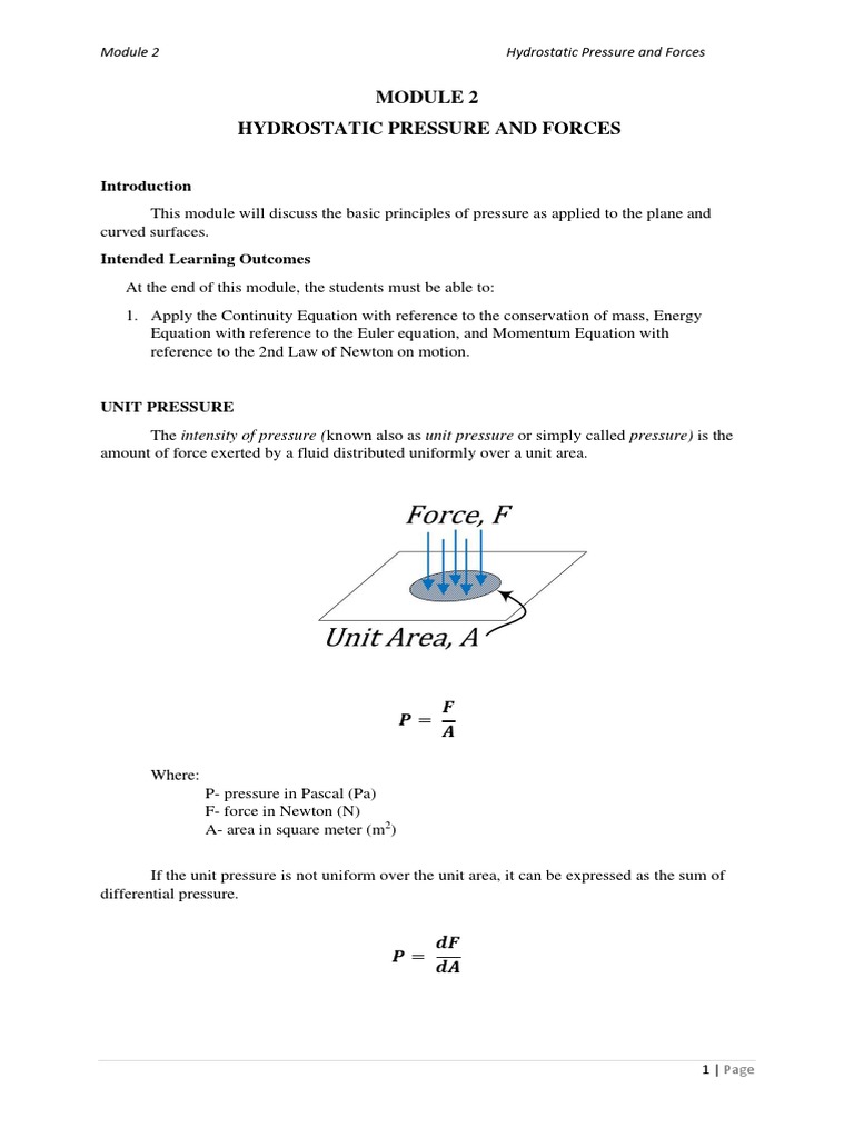 Hydrostatic Pressure Principles and Calculations | PDF | Buoyancy ...