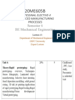 Professinal Elective-Ii Advanced Manufacturing Processes: Semester 6 BE Mechanical Engineering