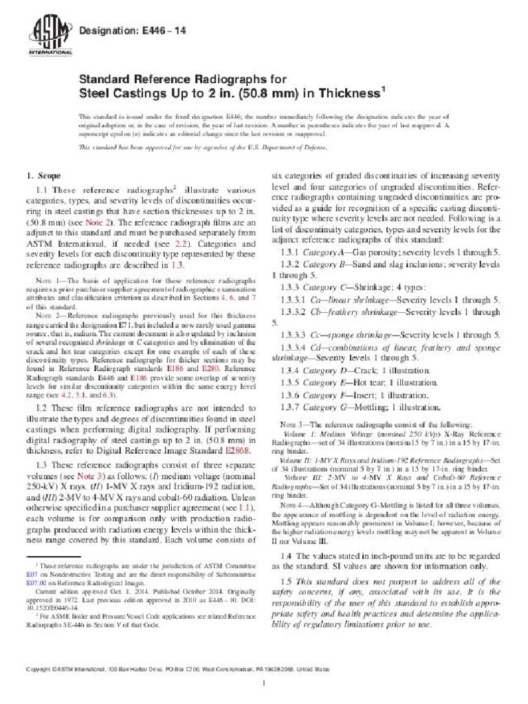 ASTM E446-RT of Steel Casting | PDF