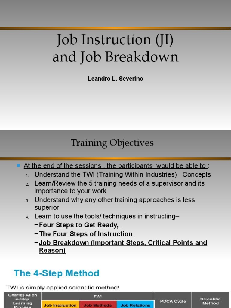 Job Instruction and Breakdown Training | PDF