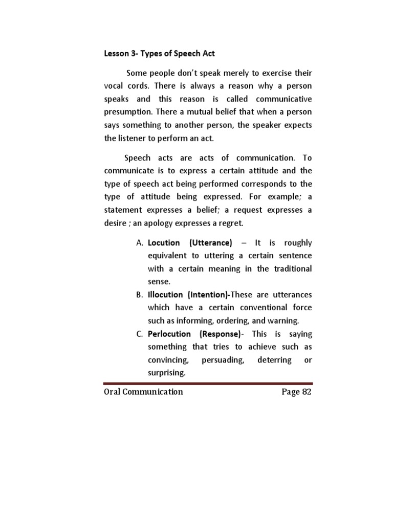 Types of Speech Acts Explained | PDF