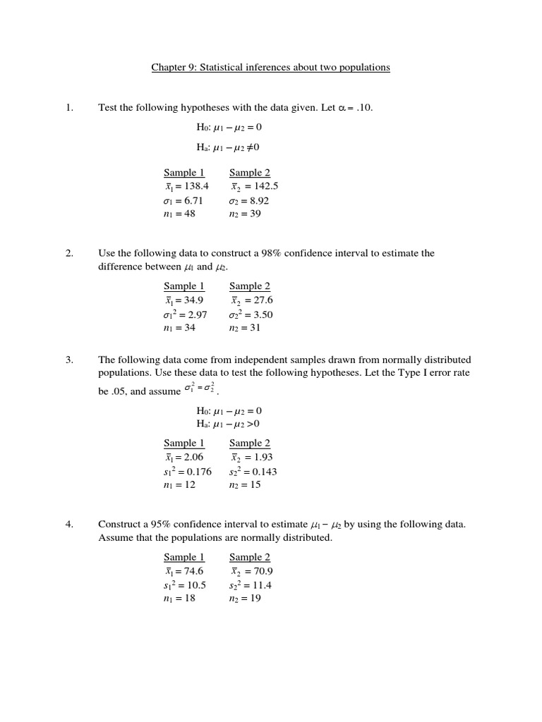 Chapter 9 - Questions | PDF | Standard Deviation | Confidence Interval