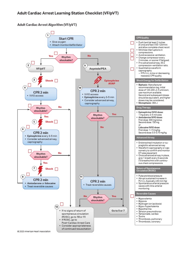 Checklist & Algoritma ACLS PDF Cardiopulmonary Resuscitation Heart