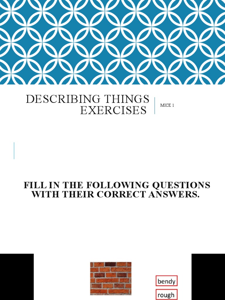 Describing Things Exercises | PDF | Home & Garden