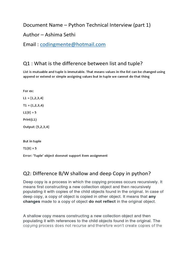 Technical Interviews Part 1-Python | PDF | Computer Programming ...