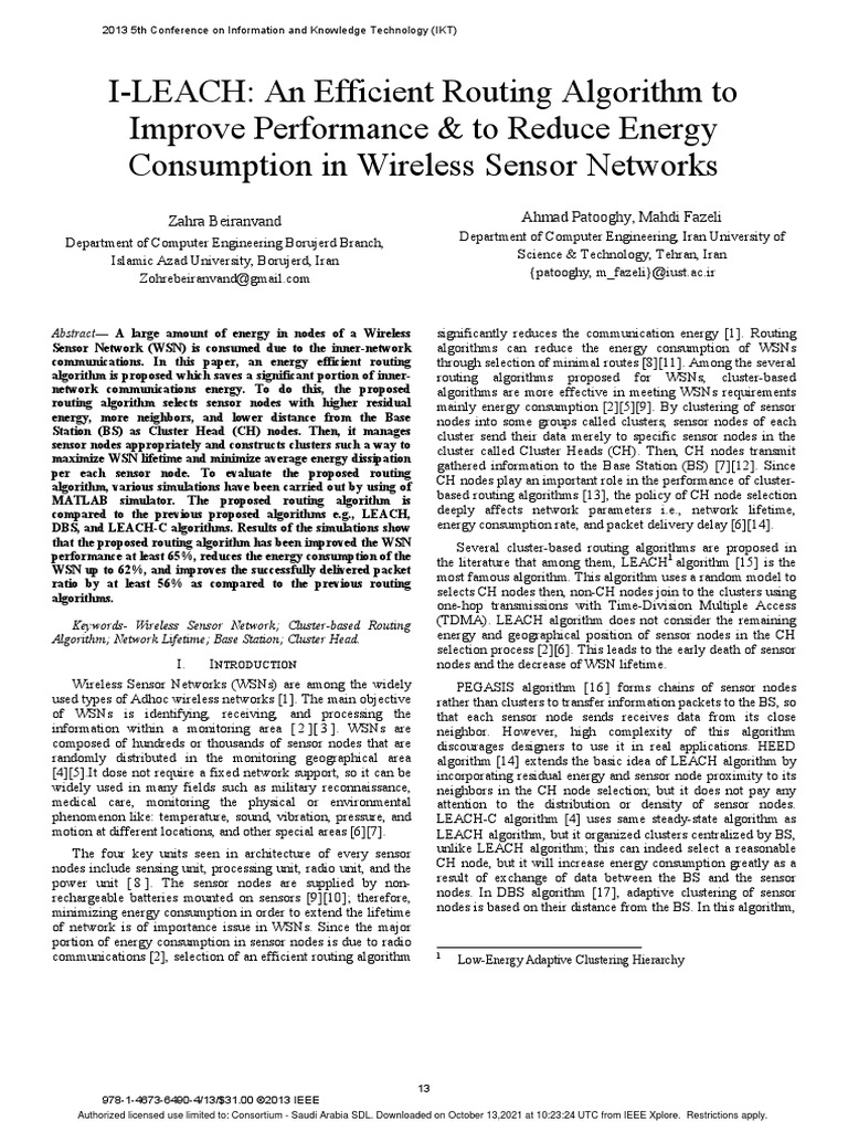 I-LEACH An Efficient Routing Algorithm To Improve Performance Amp To ...