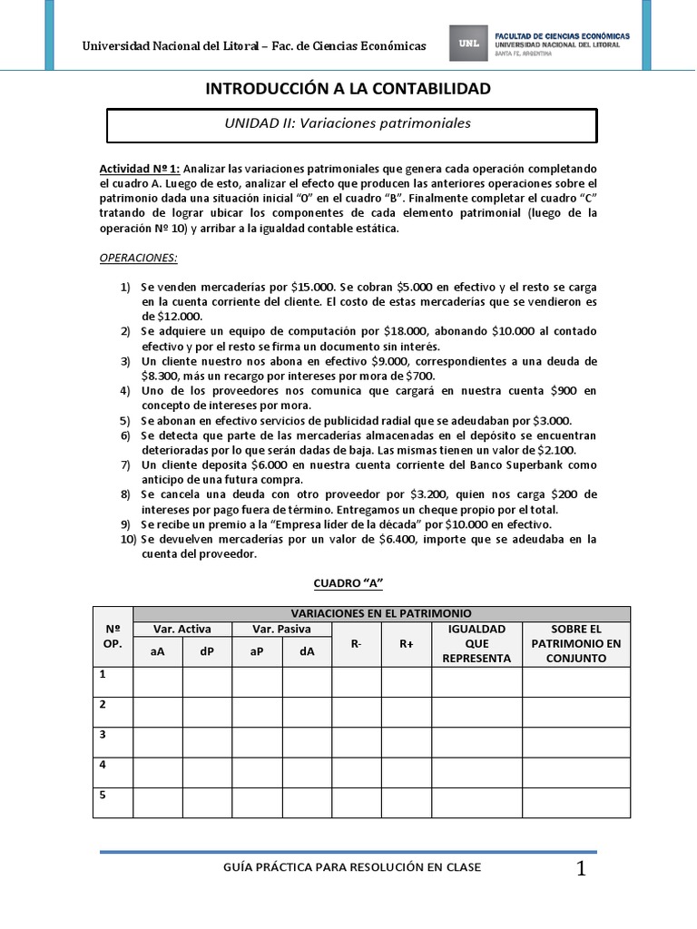 Guía Práctica De Clase Contabilidad I Unidad 2 Pdf Contabilidad