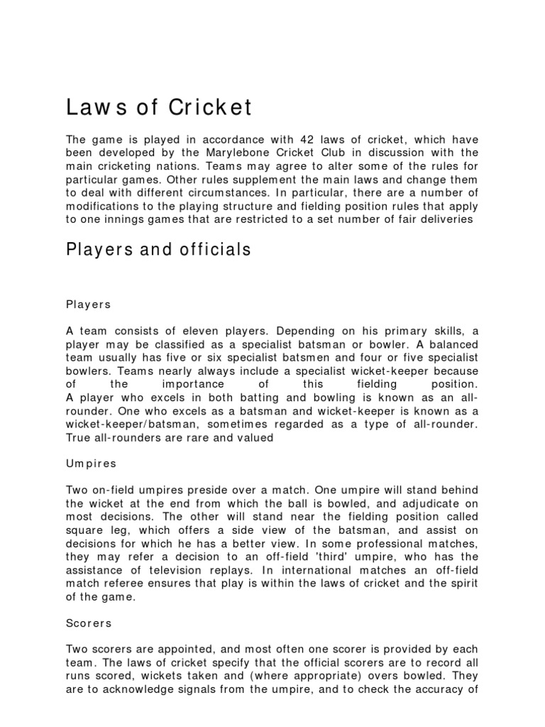Laws of Cricket Bowling (Cricket) Cricket