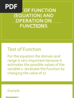 Test of Function (Equation) and Operation On Functions