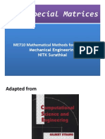 Four Special Matrices: ME710 Mathematical Methods For Engineers Mechanical Engineering NITK Surathkal