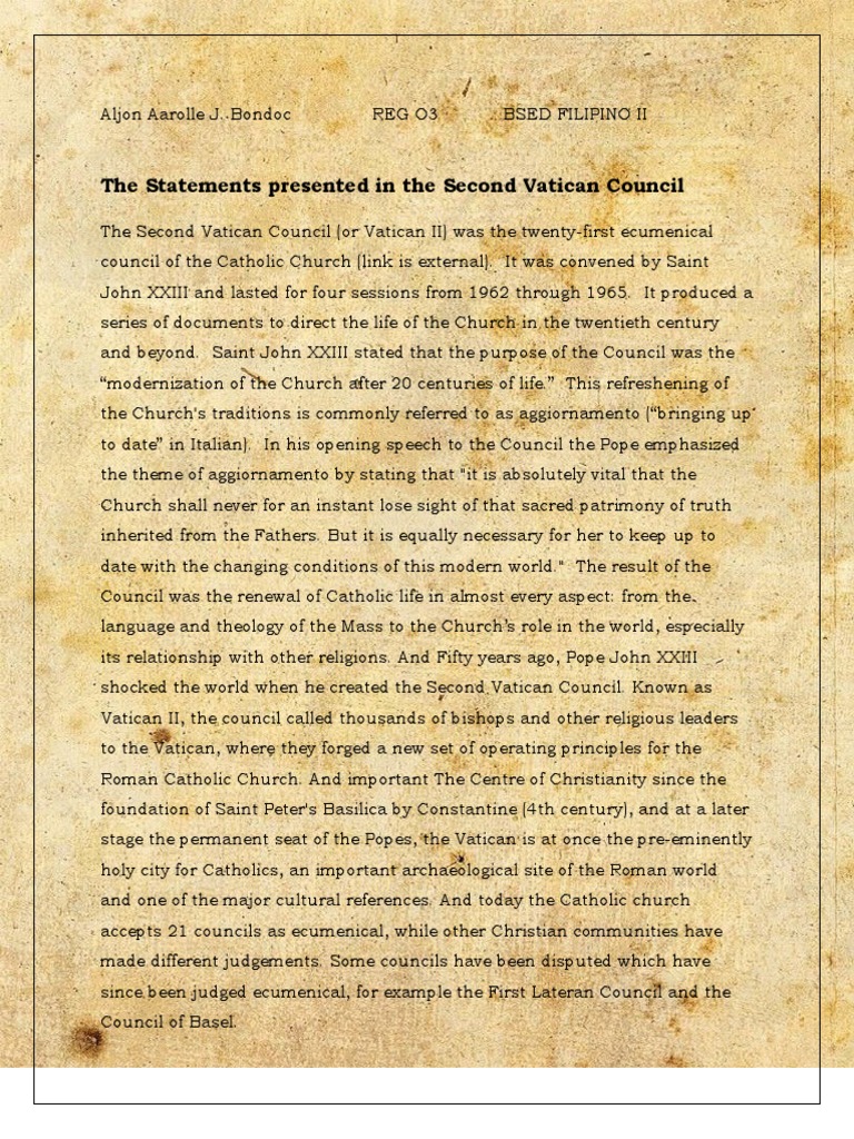 Overview of Vatican II Documents | PDF | Second Vatican Council ...