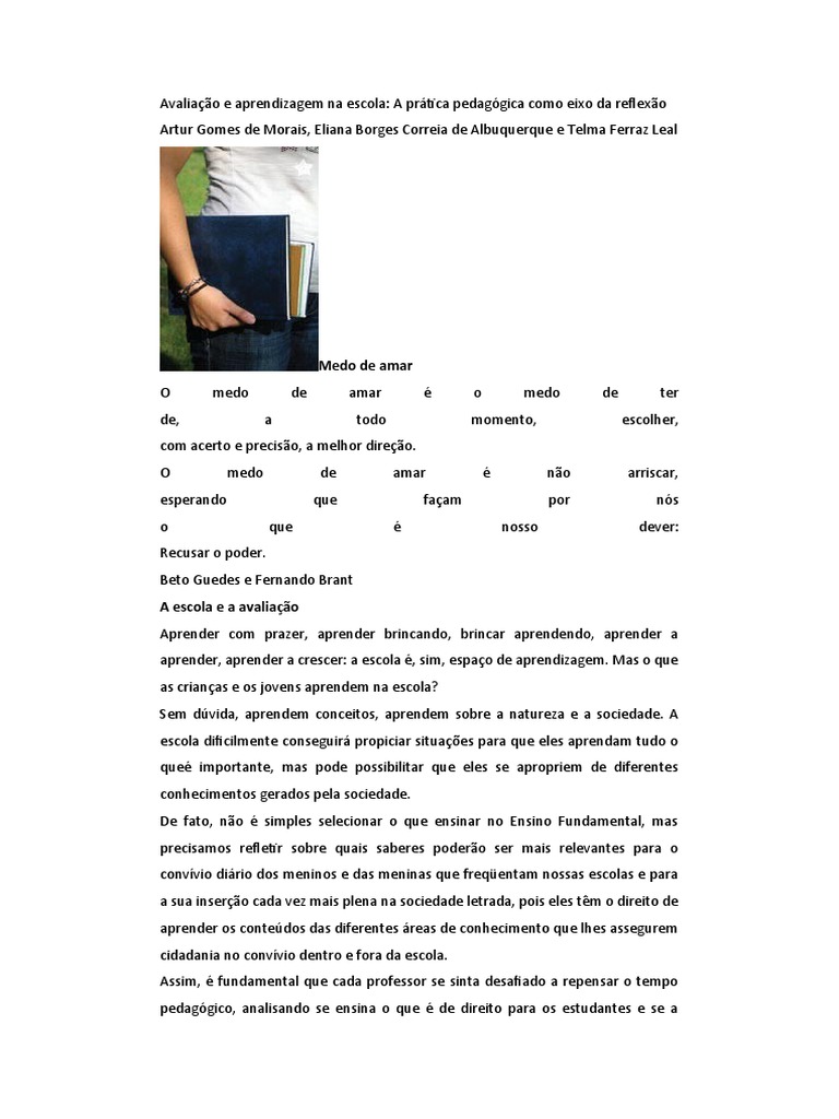 Avaliação e Aprendizagem Na Escola | PDF | Aprendizado | Pedagogia