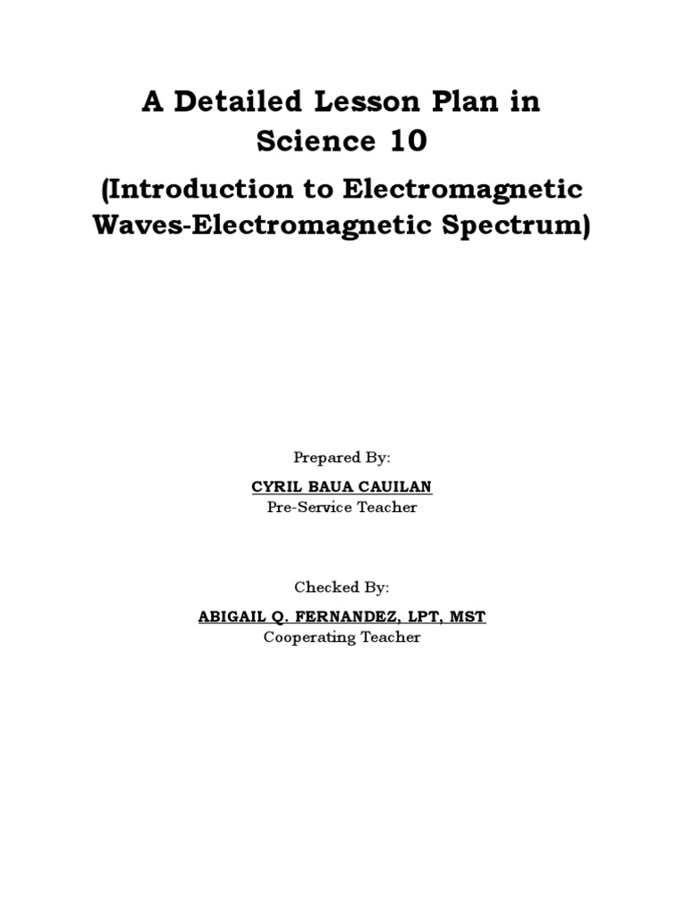 Electromagnetic Spectrum Lesson Plan | PDF | Waves | Electromagnetic ...