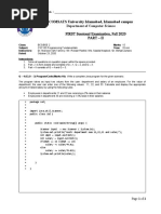 COMSATS University Islamabad, Islamabad Campus: FIRST Sessional Examination, Fall 2020 Part - Ii