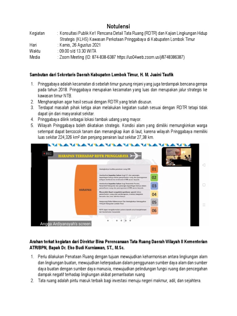 Konsultasi Publik RDTR Pringgabaya 2021 | PDF