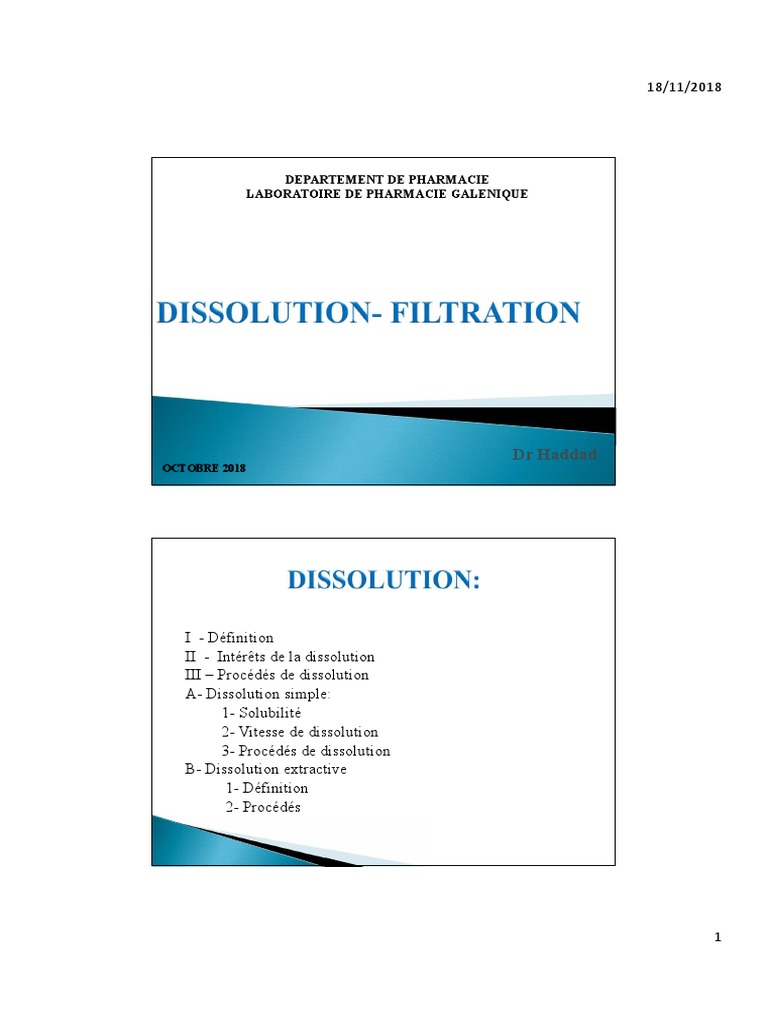 Définition et procédés de dissolution | PDF | Filtration | Polarité ...
