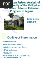 Knowledge systems analysis of the University of the Philippines Los Baños’ selected extension programs in Laguna