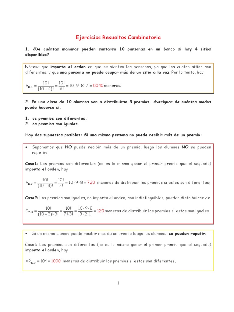 Ejercicios Resueltos de Combinatoria | PDF | Vértice (Geometría ...