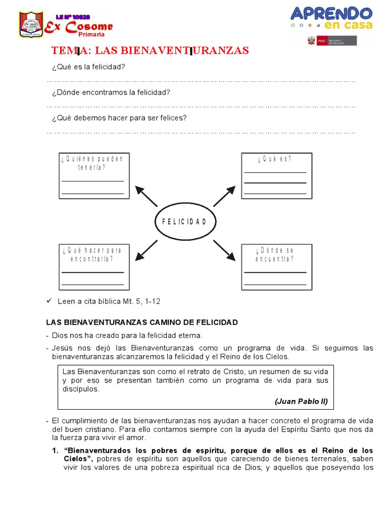 Bienaventuranzas: Camino a la Felicidad | PDF | Amor | Bienaventuranzas