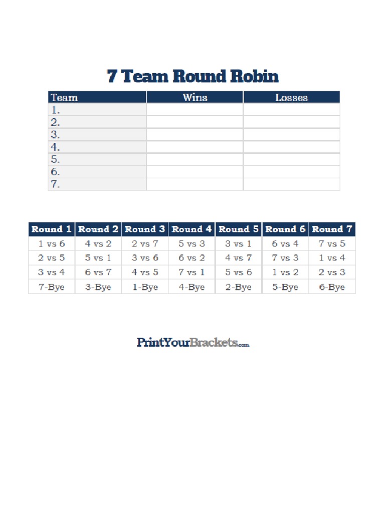 7 Team Round Robin | Pdf