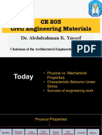 CE 203 Civil Engineering Materials: Dr. Abdulrahman K. Yussef