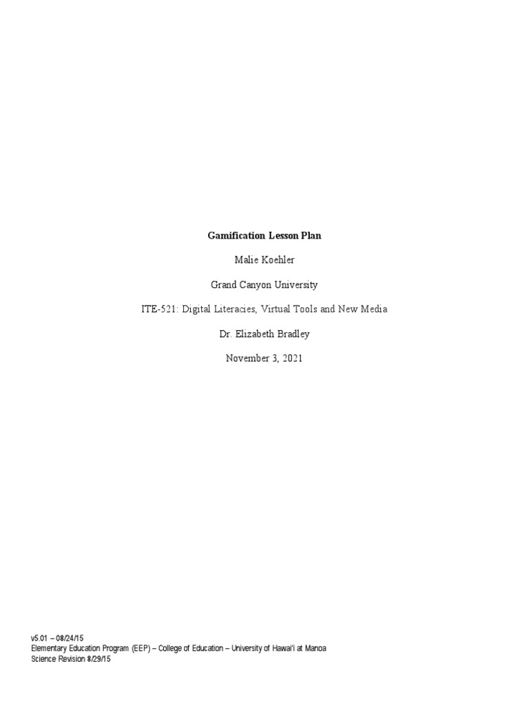 Gamification Lesson Plan Pdf Senses Nervous System